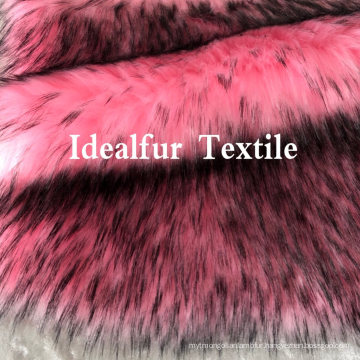 Pink Long Pile Black Tip Artificial Fur for Collar